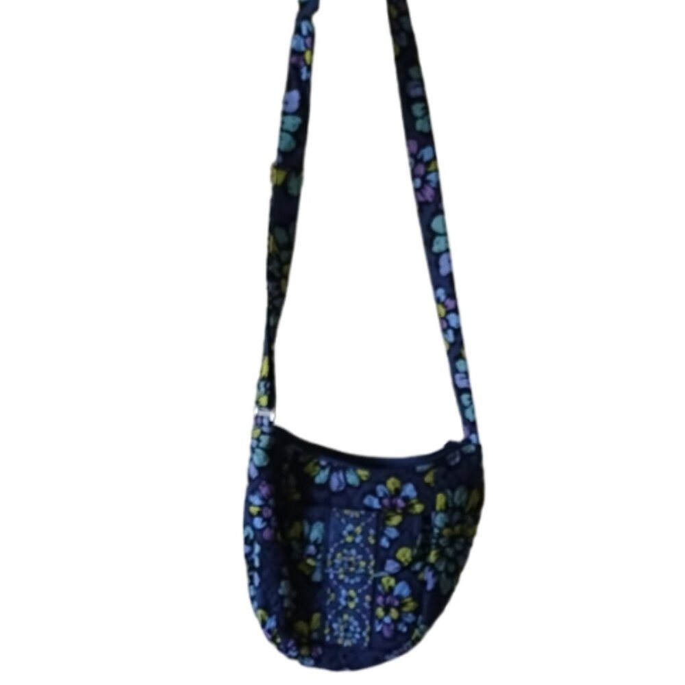 Vera Bradley “Indigo Pop” Pattern Crossbody Bag Navy, Blue, Lime Green & Purple